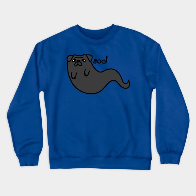 Black Pug Shadow Ghost Crewneck Sweatshirt by saradaboru